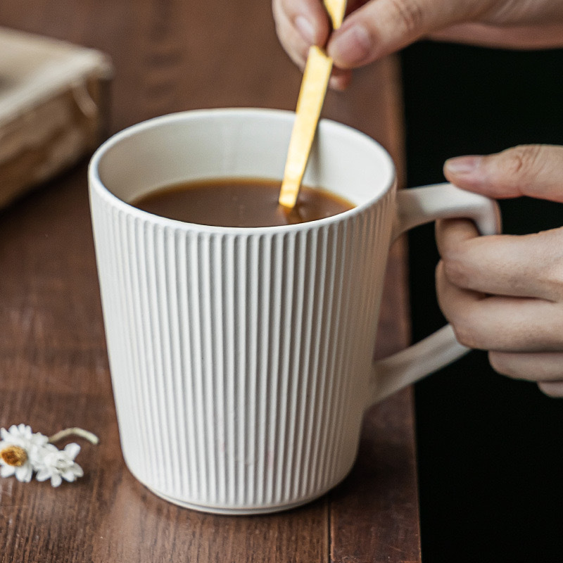 500ml Vintage Style Relief Ceramic Mug Simple Advanced Sense Cup Household Large Capacity Water Cup