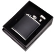 8oz leather black hip flask 1 funnel gift set