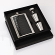 8oz soft wrap black hip flask 2 funnel gift set