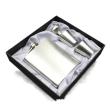 7oz silver steel hip flask gift set