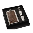 8oz soft wrap brown hip flask 2 funnel gift set