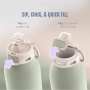 Custom Logo 650ml 950ml Double Wall Stainless Steel Sports Water Bottle Outdoor Travel Tumbler Powder Coated 2 in 1 Lids