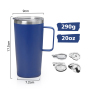 Custom LOGO Double Wall 304 Stainless Steel Mug Beer Cup Vacuum Insulated Tumbler with Handle and Straw 20oz