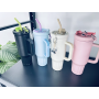 Custom Logo 40oz Tumbler Stainless Steel 304 Vacuum Double Walled Travel Mug Powder Coated Tumbler with Handle Keychain Lid