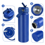 18oz 24oz 32oz Double Wall Custom logo Stainless Steel Thermal Gym Sports Insulated Water Bottle with Proof Straw Handle Lid
