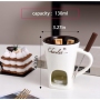 Custom 130ml Mugs Ice Cream Cheese Chocolate Melting Furnace Creative Ceramic Cup with Fork for Candle Placement Heating Furnace