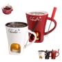 Custom 130ml Mugs Ice Cream Cheese Chocolate Melting Furnace Creative Ceramic Cup with Fork for Candle Placement Heating Furnace