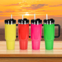 Small Pack  Ready for Shipping 40oz Neon Color H2.0 Sublimation Tumblers With Handle 12pcs/case