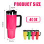 Small Pack  Ready for Shipping 40oz Neon Color H2.0 Sublimation Tumblers With Handle 12pcs/case