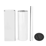 US Warehouse RTS 20oz Sublimation Blanks Tumbler Double Wall Stainless Steel Straight Cup With Plastic Metal Straw Rubber Bottom