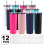 Wholesale 20oz Stainless Steel Tumbler SS304 Holographic Rainbow Powder Plated Mixed 6 Colors Insulated Cup with Straw Brush