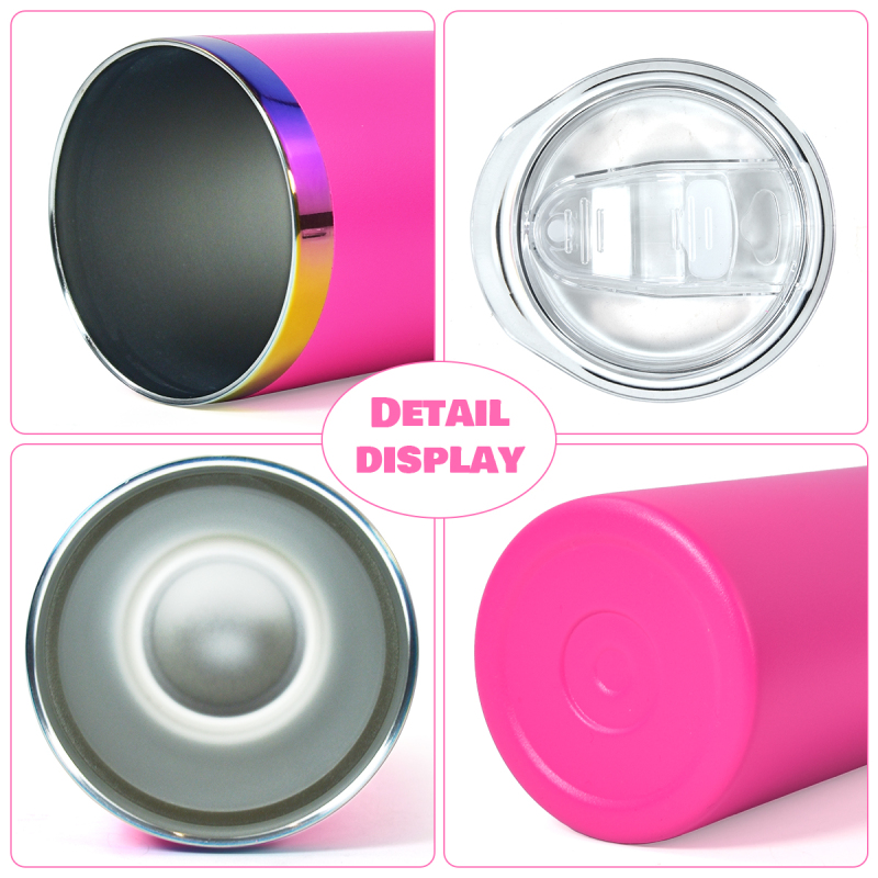 Wholesale 20oz Stainless Steel Tumbler SS304 Holographic Rainbow Powder Plated Mixed 6 Colors Insulated Cup with Straw Brush