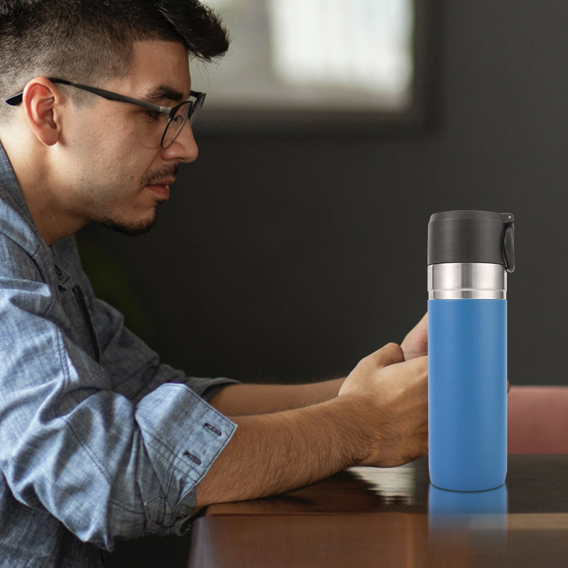 Custom LOGO 500ml Outdoor Portable Vacuum Sports Water Bottle Stainless Steel Insulated 17oz Coffee Tumbler