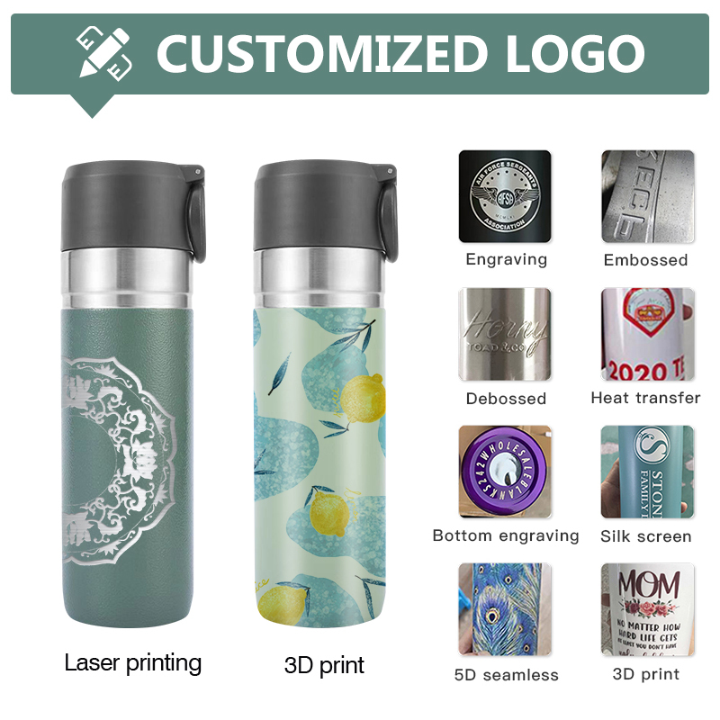Custom LOGO 500ml Outdoor Portable Vacuum Sports Water Bottle Stainless Steel Insulated 17oz Coffee Tumbler