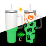 US Warehouse in Stock 40oz Glow in Dark White to Blue/green Sublimation 40oz Tumbler with Handle 12pcs/case Halloween Tumbler