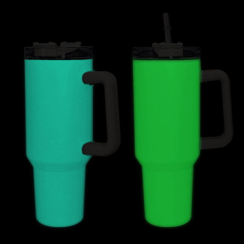 US Warehouse in Stock 40oz Glow in Dark White to Blue/green Sublimation 40oz Tumbler with Handle 12pcs/case Halloween Tumbler