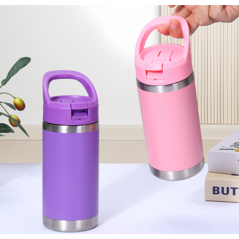 Custom Logo Portable 12oz Car Cup 304 Stainless Steel Insulated Bottle Personalized Hand-held Straw Tumbler