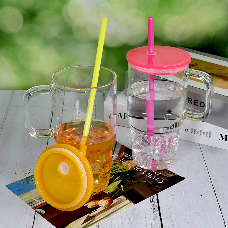 20oz Glass Tumbler with Handle Glass Mug Tumbler Cups  Kids 20oz Jelly clear Glass Mugs for Sublimation and UV DTF Wraps