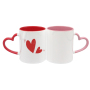 China Warehouse 11oz Sublimation Blanks Inner Colored Ceramic Mug with Colored Heart Shaped Handle