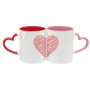 China Warehouse 11oz Sublimation Blanks Inner Colored Ceramic Mug with Colored Heart Shaped Handle