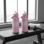 Custom logo 18oz 32oz Stainless Steel Bottle Vacuum Mug Insulated Water Bottle Large Flask with Colored Handle Lid Rubber Bottom