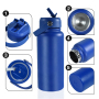 Custom logo 18oz 32oz Stainless Steel Bottle Vacuum Mug Insulated Water Bottle Large Flask with Colored Handle Lid Rubber Bottom