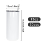 RTS US Stocked 50pcs/ctn Flat Edge 15oz Sublimation Tumbler Double Wall Stainless Steel Cup Straight Kids Bottle Clear Lid