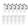 Free Shipping USA Warehouse Small Pack 12pcs/ctn 40oz Sublimation White Tumbler 6pcs Black 6 Pcs All White Mixed in a Box