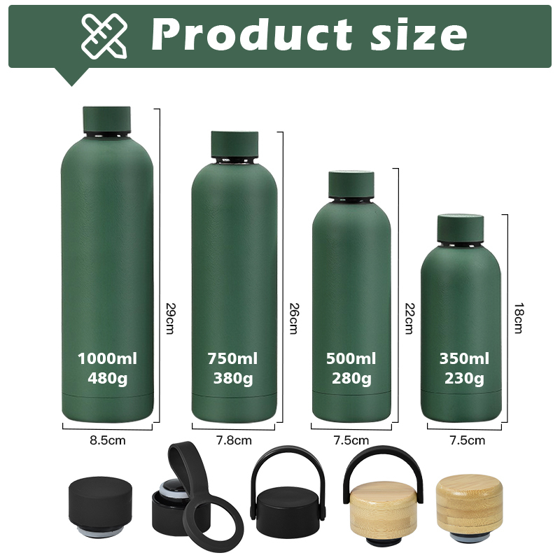Custom 500ml Stainless Steel Sports Water Bottle Powder Coated Paint Double Wall Insulated Flask Thermal Insulation Leak-Proof