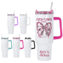 40oz Sublimation White Tumbler With Colored Handle and Lids Travel Mug 5 Colors Mixed