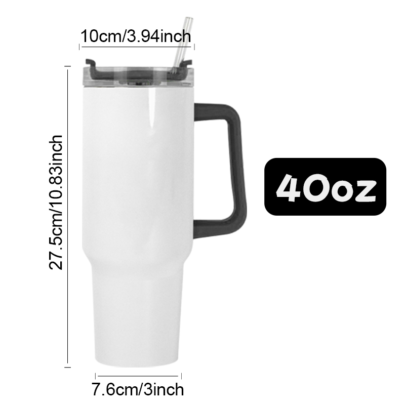 40oz Sublimation White Tumbler With Colored Handle and Lids Travel Mug 5 Colors Mixed