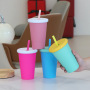 New 20oz/600ml Personalized Reusable Colored Plastic Straw Tumbler PP Drink Cold Cup with Lid and Straw for Parties