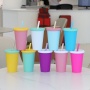 New 20oz/600ml Personalized Reusable Colored Plastic Straw Tumbler PP Drink Cold Cup with Lid and Straw for Parties