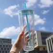 Clear with Blue Lid without hole
