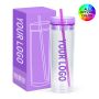 Custom 16oz Acrylic Double Wall Tumbler Snow Globe Bottle Plastic Cup with Pre-drilled Hole and Plug and Straw