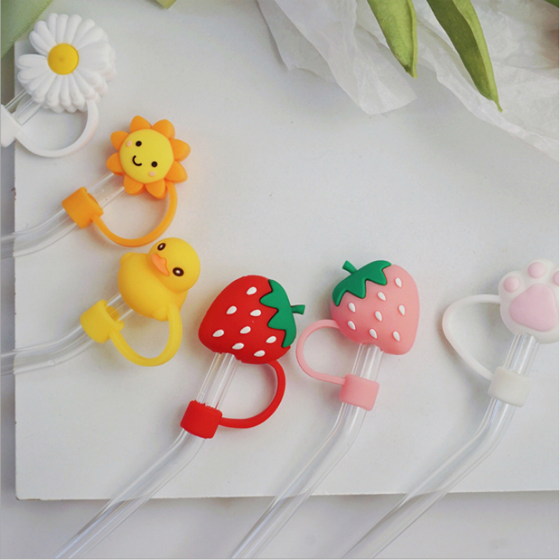 Cartoon Straw Silicone Dustproof Cover Flower Rabbit Love Plug Soft Rubber Recirculable Cloud Straw Cover