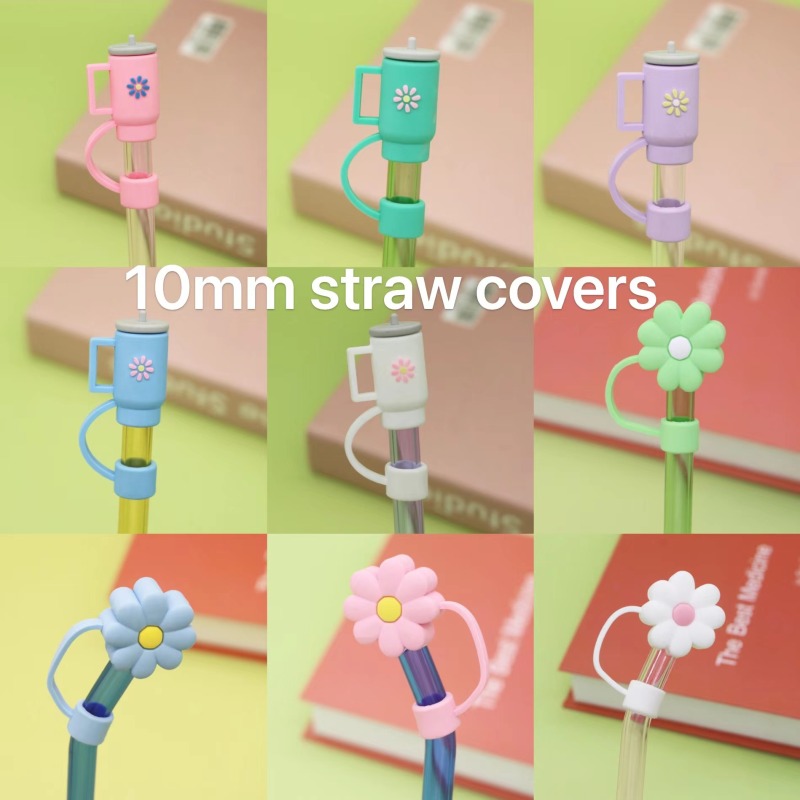Cartoon Straw Silicone Dustproof Cover Flower Rabbit Love Plug Soft Rubber Recirculable Cloud Straw Cover