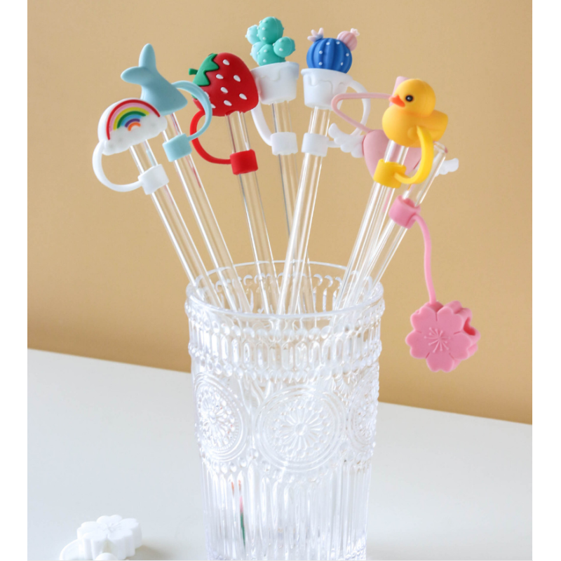 Cartoon Straw Silicone Dustproof Cover Flower Rabbit Love Plug Soft Rubber Recirculable Cloud Straw Cover