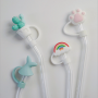 Cartoon Straw Silicone Dustproof Cover Flower Rabbit Love Plug Soft Rubber Recirculable Cloud Straw Cover