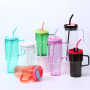30oz 40oz ECO Friendly Products Plastic Cup clear Colored Acrylic Tumbler Beer Mugs Mason Jars with Handle and Colored Lids