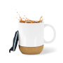 RTS USA Stocked 36pcs/ctn 15oz Sublimation Glossy White Ceramic Mug with Handle Black Plastic Lid and Bamboo Cork Bottom