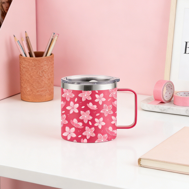 Personalized 12oz 14oz 16oz 24oz Stainless Steel Tumbler with Handle Vacuum Insulated Custom Camping Coffee Mug with Handle