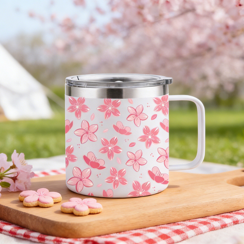 Personalized 12oz 14oz 16oz 24oz Stainless Steel Tumbler with Handle Vacuum Insulated Custom Camping Coffee Mug with Handle