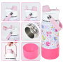 12oz 16oz 18oz 32oz Stainless Steel Drinking Bottle Insulated Water Bottle with 2 in 1 Drinking Sports Lid and Silicone Bottom