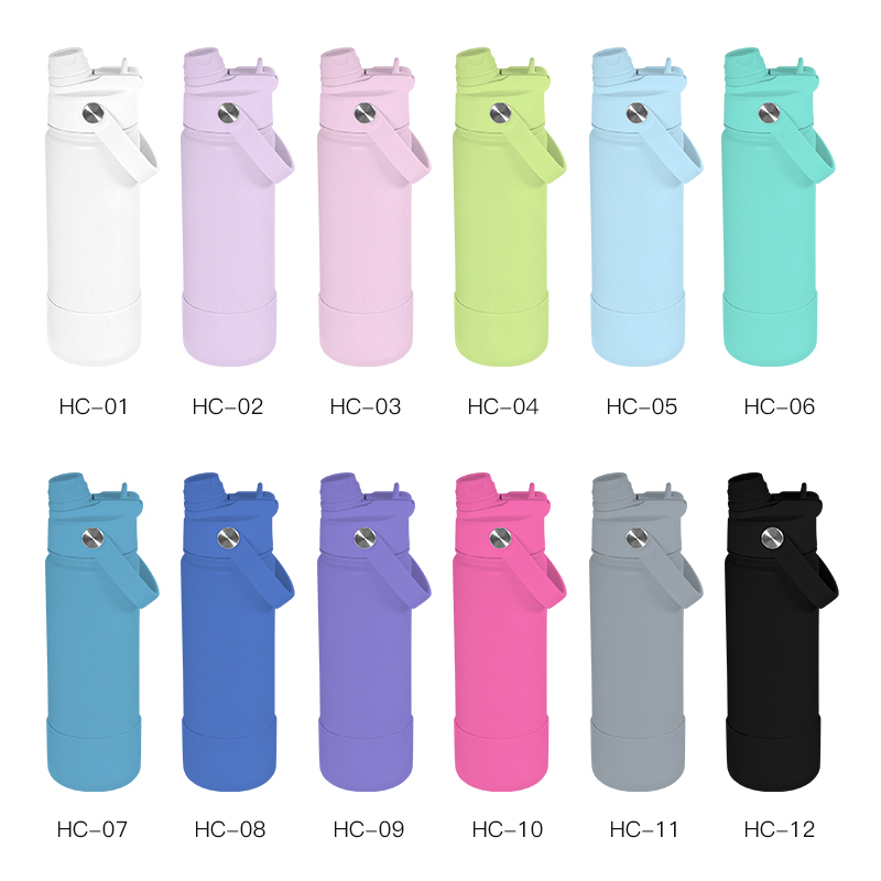 12oz 16oz 18oz 32oz Stainless Steel Drinking Bottle Insulated Water Bottle with 2 in 1 Drinking Sports Lid and Silicone Bottom