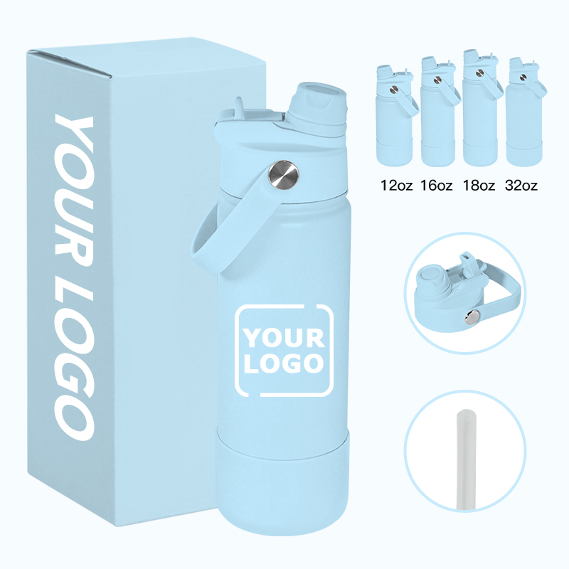 12oz 16oz 18oz 32oz Stainless Steel Drinking Bottle Insulated Water Bottle with 2 in 1 Drinking Sports Lid and Silicone Bottom