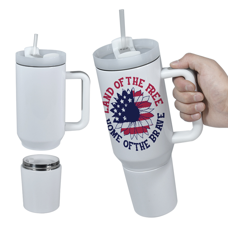 Sublimation Stainless Steel Insulate 40oz 2 in 1 Cup Tumbler Detachable Snack Ice Storage Compartment Coffee Mugs Water Bottle