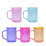 Sublimation Clear Jelly Candy 17oz Glass Tumbler 17oz Mug Sublimation Blanks Glass Can Tumbler Cup with Handle and