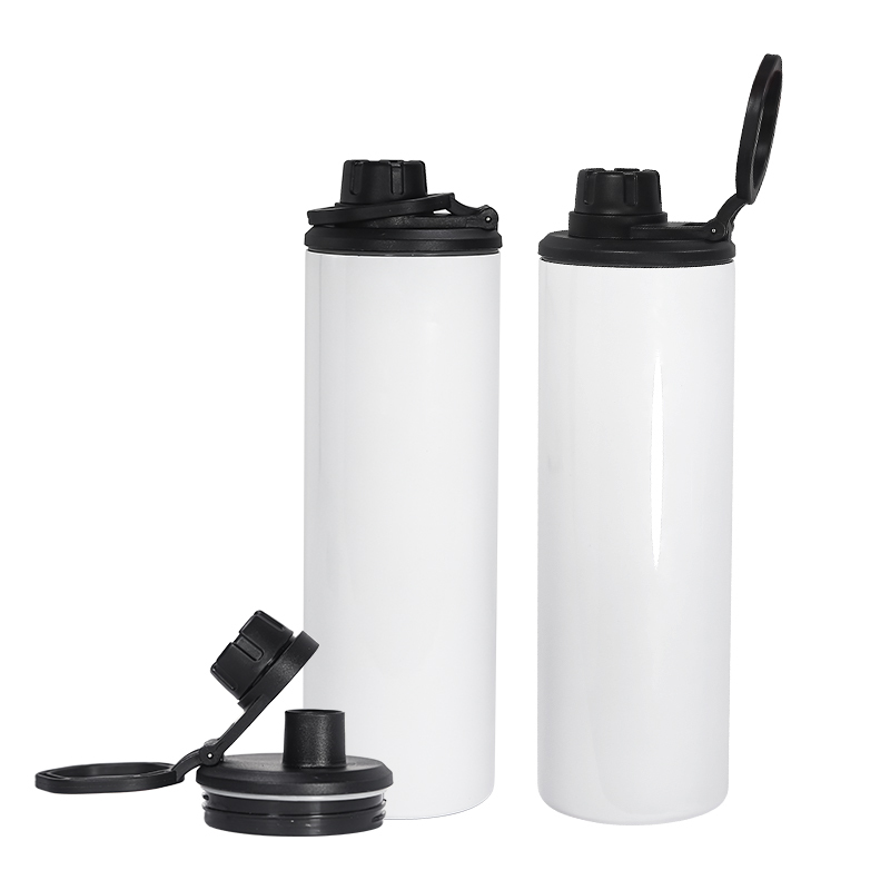 US Hot Sale Custom Sublimation Blank 20oz Straight Water Bottles Sports with Two Lids Handle Lids for Hiking Camping 30pcs/ctn
