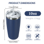 Custom logo 10 oz Powder Coated Regular Tumblers Double Wall Vacuum Insulated Stainless Steel Coffee Car Travel Mug